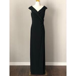 Lauren Ralph Lauren Off-The-Shoulder Gown Jersey Knit Black Women's Size 10 NEW